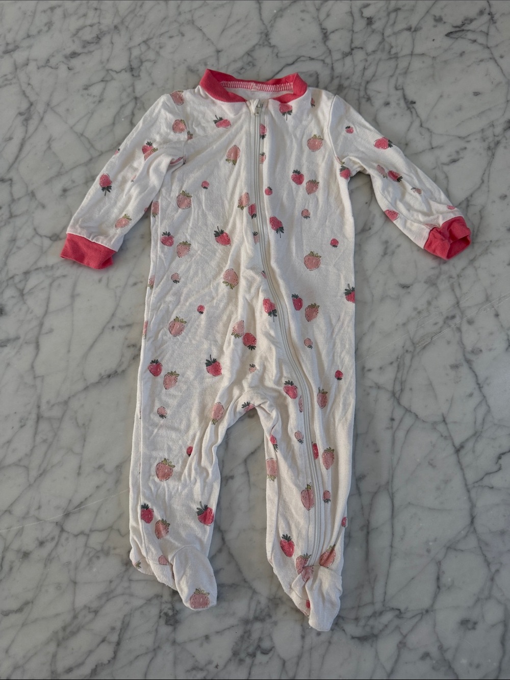 Milkberry Baby Girl Bamboo Footie Sleeper Strawberry Sz 3-6Mo